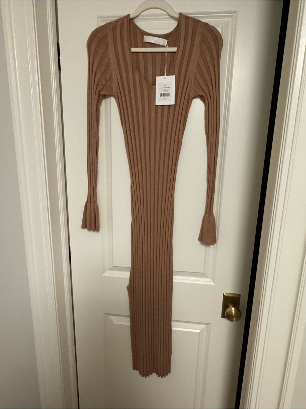 Rachel Parcell Ribbed V-Neck Maxi Dress in Camel
